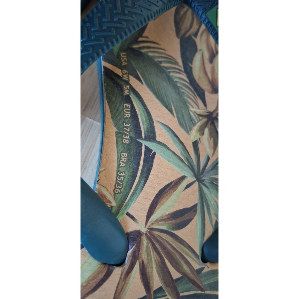 Havaianas x FARM Rio Bananart Teal flip-flops Sz 6W/5M Eur 37/38, Bra 35/36 - Picture 4 of 8